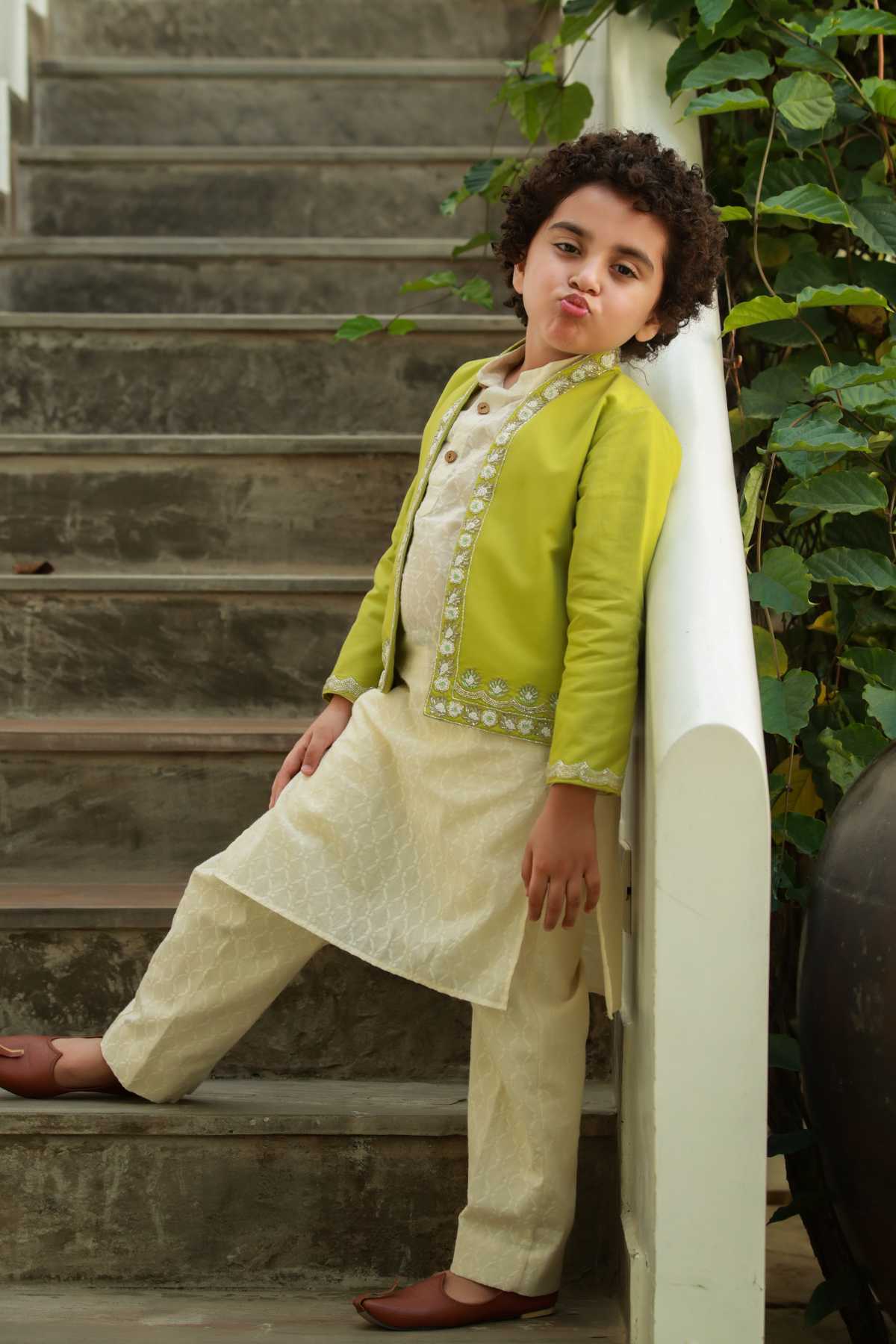 Buy Kids Designer Littleens Intricate thread embroidered jacket Online at ScrollnShops